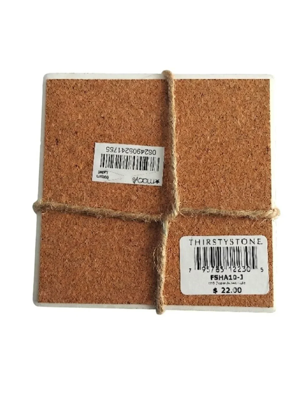 NWT Thirstystone Sandstone Coasters Set of 4 Arrow Print Cork Back